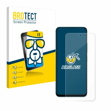 Parte frontale di una confezione del prodotto con il logo del marchio BROTECT. Accanto è raffigurato il dispositivo Xiaomi Poc