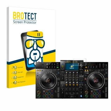 Parte frontale di una confezione del prodotto con il logo del marchio BROTECT. Accanto è raffigurato il dispositivo Pioneer XD