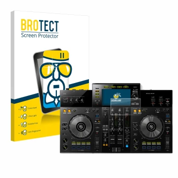 Parte frontale di una confezione del prodotto con il logo del marchio BROTECT. Accanto è raffigurato il dispositivo Pioneer XD