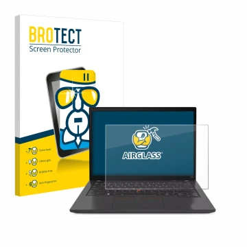 Parte frontale di una confezione del prodotto con il logo del marchio BROTECT. Accanto è raffigurato il dispositivo Lenovo Thi
