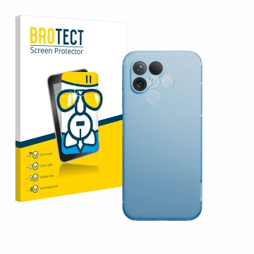 Parte frontale di una confezione del prodotto con il logo del marchio BROTECT. Accanto è raffigurato il dispositivo Fairphone 