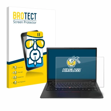 Parte frontale di una confezione del prodotto con il logo del marchio BROTECT. Accanto è raffigurato il dispositivo Lenovo Thi