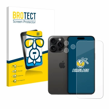 Parte frontale di una confezione del prodotto con il logo del marchio BROTECT. Accanto è raffigurato il dispositivo Apple iPho