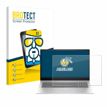 Parte frontale di una confezione del prodotto con il logo del marchio BROTECT. Accanto è raffigurato il dispositivo HP Envy 17