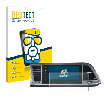 Parte frontale di una confezione del prodotto con il logo del marchio BROTECT. Accanto è raffigurato il dispositivo Seat Ateca