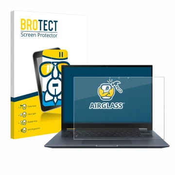 Parte frontale di una confezione del prodotto con il logo del marchio BROTECT. Accanto è raffigurato il dispositivo ASUS Vivob