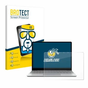 Parte frontale di una confezione del prodotto con il logo del marchio BROTECT. Accanto è raffigurato il dispositivo Microsoft 