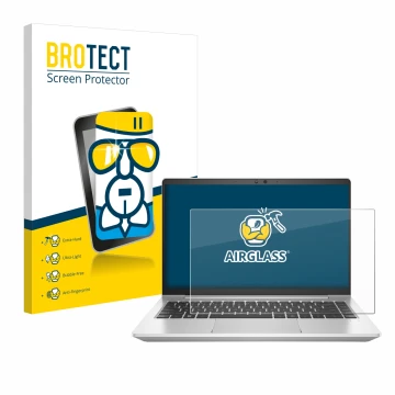 Parte frontale di una confezione del prodotto con il logo del marchio BROTECT. Accanto è raffigurato il dispositivo HP EliteBo