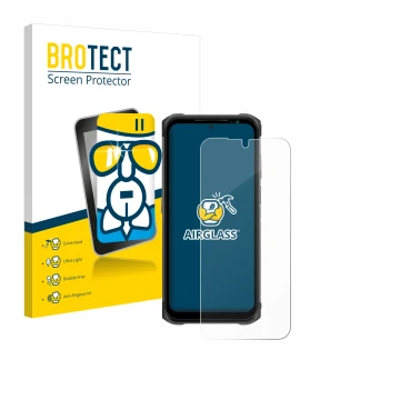 Parte frontale di una confezione del prodotto con il logo del marchio BROTECT. Accanto è raffigurato il dispositivo Ulefone Ar