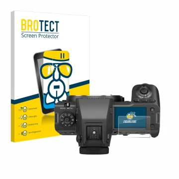 Parte frontale di una confezione del prodotto con il logo del marchio BROTECT. Accanto è raffigurato il dispositivo Fujifilm G