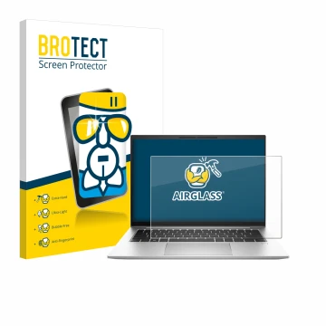 Parte frontale di una confezione del prodotto con il logo del marchio BROTECT. Accanto è raffigurato il dispositivo HP EliteBo