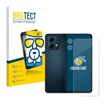 Parte frontale di una confezione del prodotto con il logo del marchio BROTECT. Accanto è raffigurato il dispositivo Motorola M