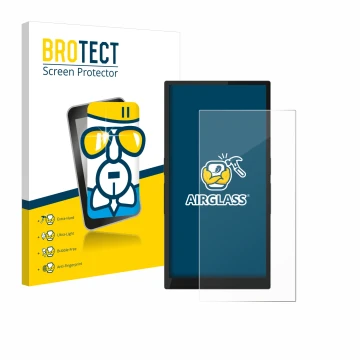 Parte frontale di una confezione del prodotto con il logo del marchio BROTECT. Accanto è raffigurato il dispositivo Hiby R6 Pr