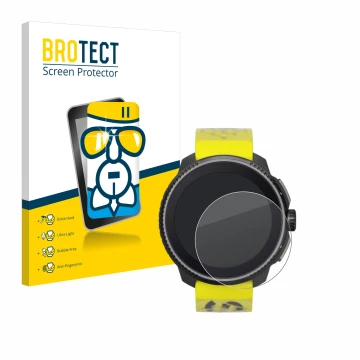 Parte frontale di una confezione del prodotto con il logo del marchio BROTECT. Accanto è raffigurato il dispositivo Suunto Rac