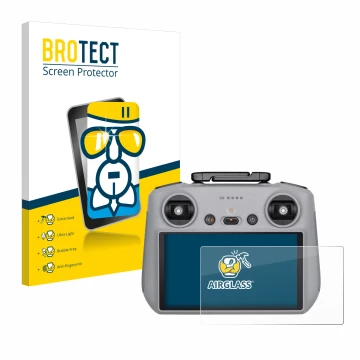 Parte frontale di una confezione del prodotto con il logo del marchio BROTECT. Accanto è raffigurato il dispositivo DJI RC 2 c