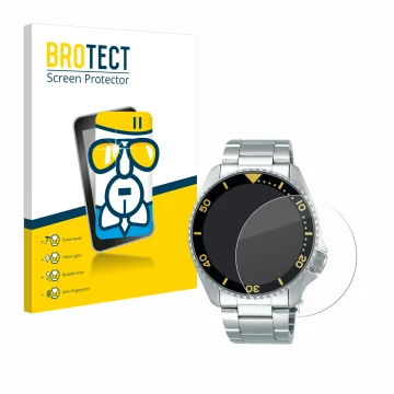 Parte frontale di una confezione del prodotto con il logo del marchio BROTECT. Accanto è raffigurato il dispositivo Seiko 5 Sp