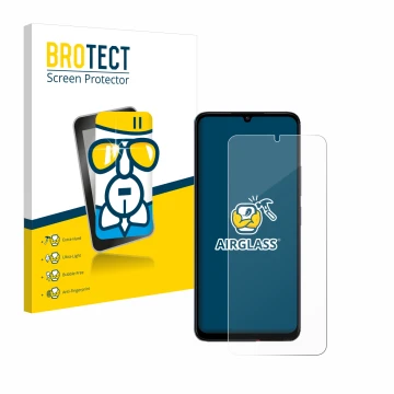 Parte frontale di una confezione del prodotto con il logo del marchio BROTECT. Accanto è raffigurato il dispositivo Xiaomi Poc