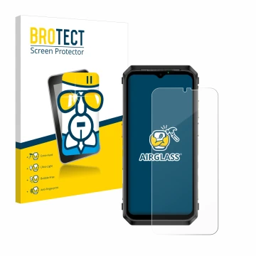 Parte frontale di una confezione del prodotto con il logo del marchio BROTECT. Accanto è raffigurato il dispositivo Ulefone Po