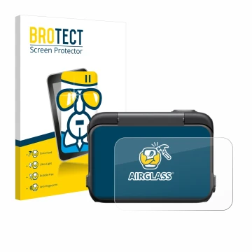 Parte frontale di una confezione del prodotto con il logo del marchio BROTECT. Accanto è raffigurato il dispositivo Insta360 A