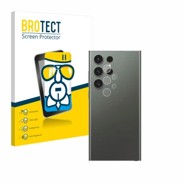 Parte frontale di una confezione del prodotto con il logo del marchio BROTECT. Accanto è raffigurato il dispositivo Samsung Ga