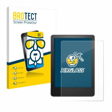 Parte frontale di una confezione del prodotto con il logo del marchio BROTECT. Accanto è raffigurato il dispositivo Amazon Kin