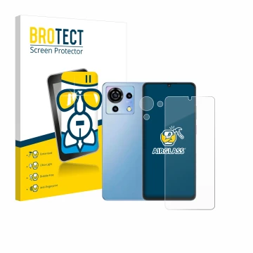 Parte frontale di una confezione del prodotto con il logo del marchio BROTECT. Accanto è raffigurato il dispositivo ZTE Blade 