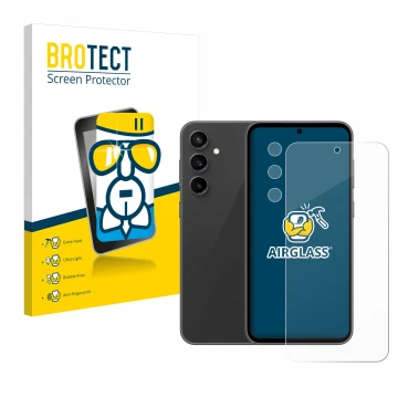 Parte frontale di una confezione del prodotto con il logo del marchio BROTECT. Accanto è raffigurato il dispositivo Samsung Ga