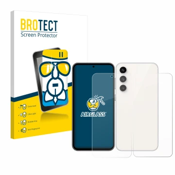 Parte frontale di una confezione del prodotto con il logo del marchio BROTECT. Accanto è raffigurato il dispositivo Samsung Ga