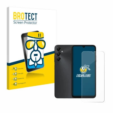 Parte frontale di una confezione del prodotto con il logo del marchio BROTECT. Accanto è raffigurato il dispositivo Samsung Ga