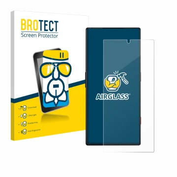 Parte frontale di una confezione del prodotto con il logo del marchio BROTECT. Accanto è raffigurato il dispositivo ZTE Nubia 