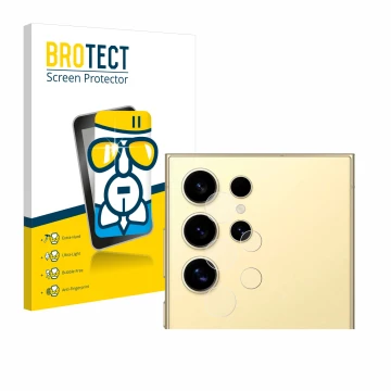 Parte frontale di una confezione del prodotto con il logo del marchio BROTECT. Accanto è raffigurato il dispositivo Samsung Ga