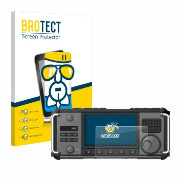 Parte frontale di una confezione del prodotto con il logo del marchio BROTECT. Accanto è raffigurato il dispositivo Xiegu X620