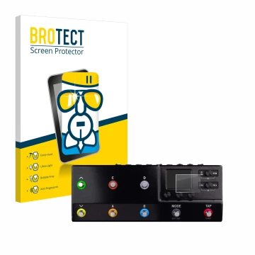 Parte frontale di una confezione del prodotto con il logo del marchio BROTECT. Accanto è raffigurato il dispositivo Line 6 hx 