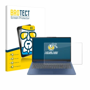 Parte frontale di una confezione del prodotto con il logo del marchio BROTECT. Accanto è raffigurato il dispositivo Lenovo Ide