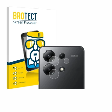 Parte frontale di una confezione del prodotto con il logo del marchio BROTECT. Accanto è raffigurato il dispositivo Xiaomi Red