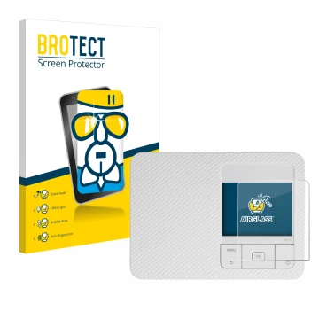 Parte frontale di una confezione del prodotto con il logo del marchio BROTECT. Accanto è raffigurato il dispositivo Canon Selp