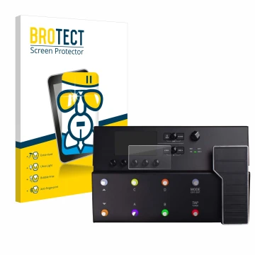 Parte frontale di una confezione del prodotto con il logo del marchio BROTECT. Accanto è raffigurato il dispositivo Line 6 POD