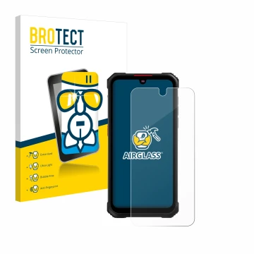 Parte frontale di una confezione del prodotto con il logo del marchio BROTECT. Accanto è raffigurato il dispositivo Hotwav Cyb