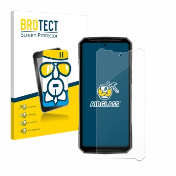 Parte frontale di una confezione del prodotto con il logo del marchio BROTECT. Accanto è raffigurato il dispositivo Doogee DK1