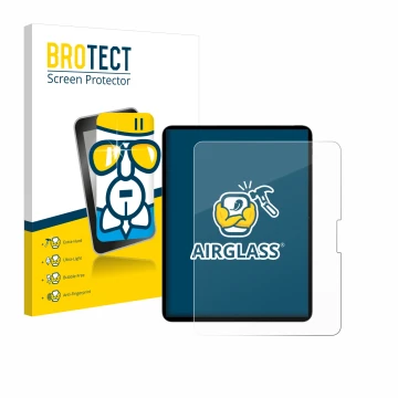 Parte frontale di una confezione del prodotto con il logo del marchio BROTECT. Accanto è raffigurato il dispositivo Apple iPad