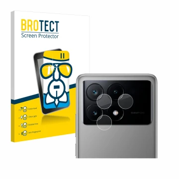 Parte frontale di una confezione del prodotto con il logo del marchio BROTECT. Accanto è raffigurato il dispositivo Xiaomi Poc