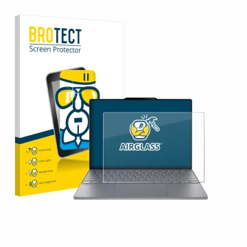 Parte frontale di una confezione del prodotto con il logo del marchio BROTECT. Accanto è raffigurato il dispositivo Lenovo Thi