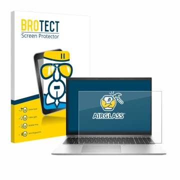 Parte frontale di una confezione del prodotto con il logo del marchio BROTECT. Accanto è raffigurato il dispositivo HP EliteBo