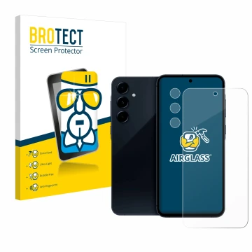 Parte frontale di una confezione del prodotto con il logo del marchio BROTECT. Accanto è raffigurato il dispositivo Samsung Ga