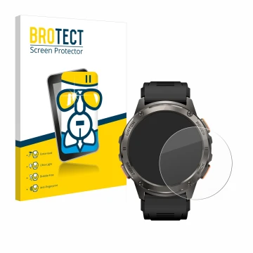 Parte frontale di una confezione del prodotto con il logo del marchio BROTECT. Accanto è raffigurato il dispositivo Kospet Tan