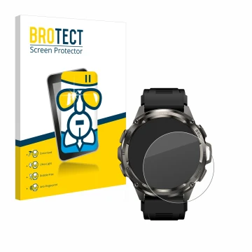 Parte frontale di una confezione del prodotto con il logo del marchio BROTECT. Accanto è raffigurato il dispositivo Kospet Tan