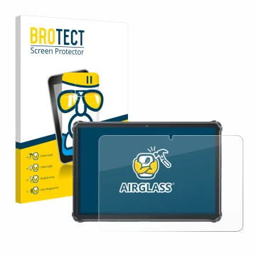 Parte frontale di una confezione del prodotto con il logo del marchio BROTECT. Accanto è raffigurato il dispositivo Oukitel RT