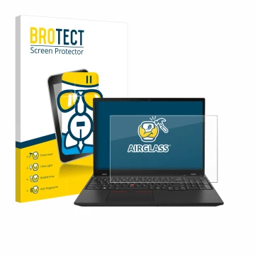 Parte frontale di una confezione del prodotto con il logo del marchio BROTECT. Accanto è raffigurato il dispositivo Lenovo Thi