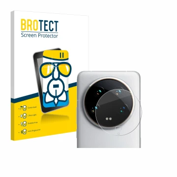 Parte frontale di una confezione del prodotto con il logo del marchio BROTECT. Accanto è raffigurato il dispositivo Xiaomi 14 