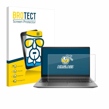 Parte frontale di una confezione del prodotto con il logo del marchio BROTECT. Accanto è raffigurato il dispositivo HP Zbook P